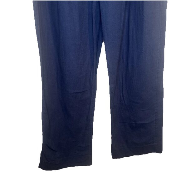 Abercrombie Fitch Women’s Curve Love Dark Blue Linen Blend Wide Leg Pants Size M - Picture 3 of 15